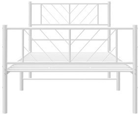 Estrutura de cama com cabeceira e pés 90x190 cm metal branco