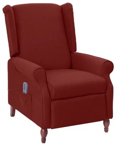 vidaXL Poltrona de massagens reclinável tecido vermelho tinto