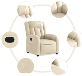 Poltrona reclinável elétrica tecido cor creme