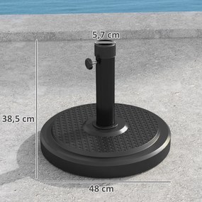 Base para guarda-sol de exterior Ø 48 x 38,5 cm para mastros com Ø 38 e 48 mm, peso líquido 22 kg, em metal preta