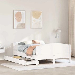vidaXL Cama sem colchão 135x190 cm madeira de pinho maciça branco