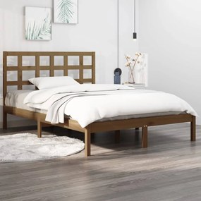 vidaXL Estrutura de cama 140x190 cm madeira maciça castanho-mel
