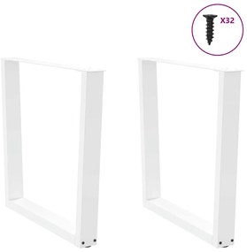 Pernas para mesa de jantar em V, 2 peças, branco, 90x (72-73,3) cm, aç