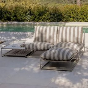 Conjunto De Jardim Amaro Com Sofá Modular De 2 Peças, Mesa Lateral E Pufe Conversível Tapioca Bege - Castanho Moka - Sklum