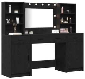 Conjunto de Mesa de Maquilhagem 3 Peças vidaXL Preto em Madeira Revest
