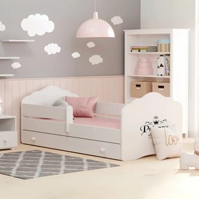 Cama infantil ilustração princesa FALA branca 160x80 com gaveta - colchão e estrado incluído