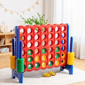 Conjunto Conecta 4 Gigante 119 cm para crianças e adultos com saco de transporte Jogo familiar interior exterior Azul