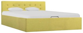 vidaXL Cama hidráulica com arrumação 140x200 cm tecido amarelo-lima
