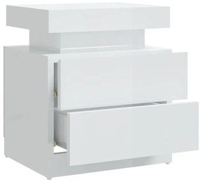 Mesa de cabeceira 45x35x52cm derivados madeira branco brilhante