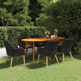vidaXL 7 pcs conjunto de jantar para jardim preto