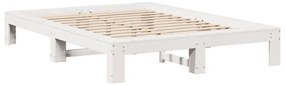 Cama sem colchão 140x200 cm madeira de pinho maciça branco