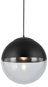 Candeeiro de pendente retro preto com vidro transparente 35 cm - Eclipse Retro