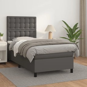 vidaXL Cama com molas/colchão 80x200 cm couro artificial cinza