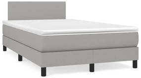 Cama box spring c/ colchão e LED 120x190 cm tecido cinza-claro