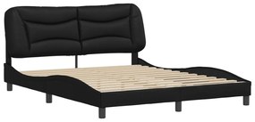 Estrutura cama c/ cabeceira 160x200 cm couro artificial preto