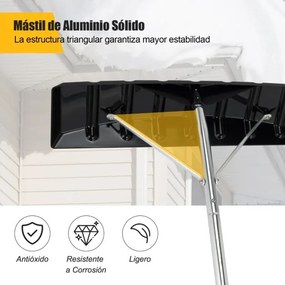 Ancinho de alumínio limpar neve regulável em altura 1,48-6,08m com 4 hastes extensíveis Limpa-neves para telhados e carros Preto + Cinzento
