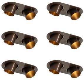 Conjunto de 6 focos embutidos bronze escuro GU10 35mm inclináveis 2-luzes - Installa Moderno