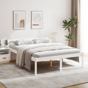 vidaXL Cama para idosos king size 150x200 cm pinho maciço branco
