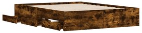 Estrutura de cama c/ gavetas derivados madeira carvalho fumado