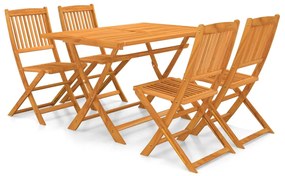 vidaXL 5 pcs conjunto jantar dobrável p/ jardim madeira acácia maciça
