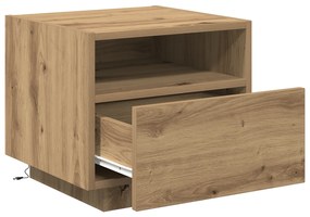 Criado-mudo vidaXL com Luzes LED Carvalho Artesanal 40x39x37 cm