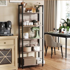 Estante com 5 prateleiras abertas 62 x 24 x 165 cm greige-preto
