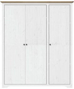 Roupeiro BODO 151,5x52x176,5 cm pinho maciço branco e castanho