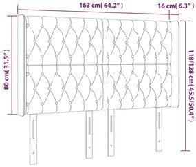 Cabeceira cama c/ abas veludo 163x16x118/128 cm cinzento-claro