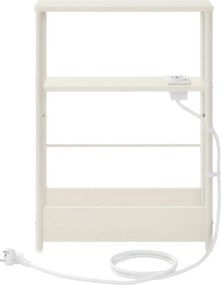 Mesa de apoio ou mesa cabeçeira estreita com 3 prateleiras com porta-revistas 18 x 45 x 58 cm branco creme