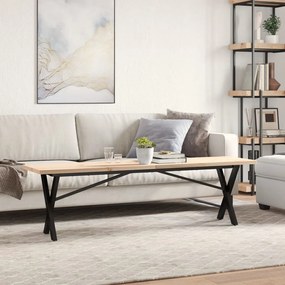 Mesa de centro estrutura em X 160x40x45,5cm pinho/aço