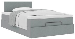 Cama otomana com colchão 120x200 cm tecido cinzento claro