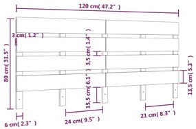 Cabeceira de cama 120x3x80 cm pinho maciço