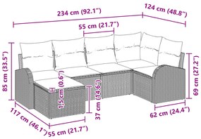 Conjunto de Sofás para Jardim vidaXL de 6 Peças com Almofadas Bege Pol