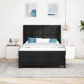 Cama Box com Colchão e LED Preta 160x200 cm, Tecido
