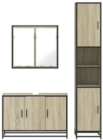 3 pcs conj. móveis casa banho derivados madeira carvalho sonoma