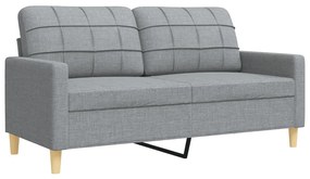 2 pcs conjunto de sofás tecido cinzento-claro