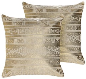 Conjunto de 2 almofadas com padrão geométrico 50 x 50 cm dourado OUJDA Beliani