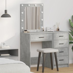 vidaXL Mesa de Maquilhagem com Luzes LED em Cinza Concreto, 50x41x135 cm