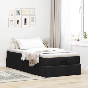 Estrutura de cama otomana com colchão preto 80x200cm tecido