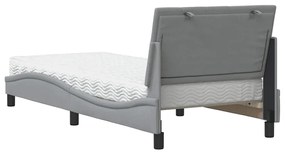 Cama com colchão 90x200 cm tecido cinzento-claro
