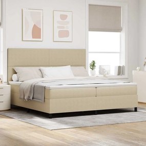 vidaXL Cama Box Spring LED Cinza Claro e Branco 200 x 200 cm