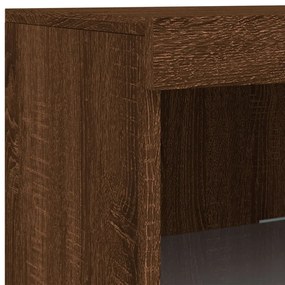 Aparador com luzes LED 162x37x100 cm carvalho castanho