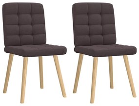 Cadeiras de jantar 2 pcs tecido castanho-escuro