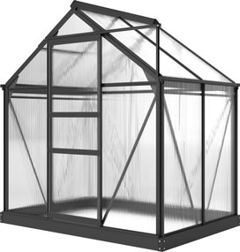 Estufa de jardim em policarbonato, 3,65 m², 190 x 192 x 201 cm, resistente aos raios UV, base reforçada, calha, cinzenta
