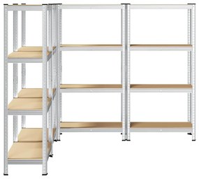 Prateleiras de armazenamento de 4 camadas 4 pcs aço prateado