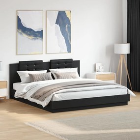 Estrutura cama c/ cabeceira 160x200 cm derivados madeira preto
