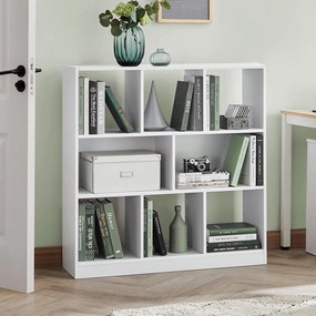 Estante para livros com 8 compartimentos, 97,5 x 100 x 30 cm (L x A x P) branca