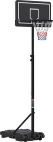 AIYAPLAY Cesto de Basquetebol Infantil com Suporte, Altura Regulável 179-209 cm, com Rodas, Interior/Exterior, 3-8 Anos, Preto | Aosom Portugal