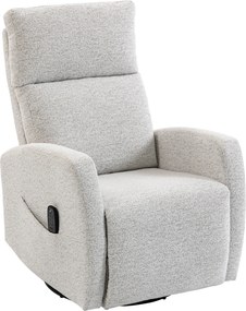 HOMCOM Poltrona reclinável de massagem com aquecimento, poltrona de relaxamento em chenille, encosto ajustável, giratória 360°, creme | Aosom Portugal