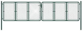 vidaXL Portão de jardim 400x100 cm aço verde